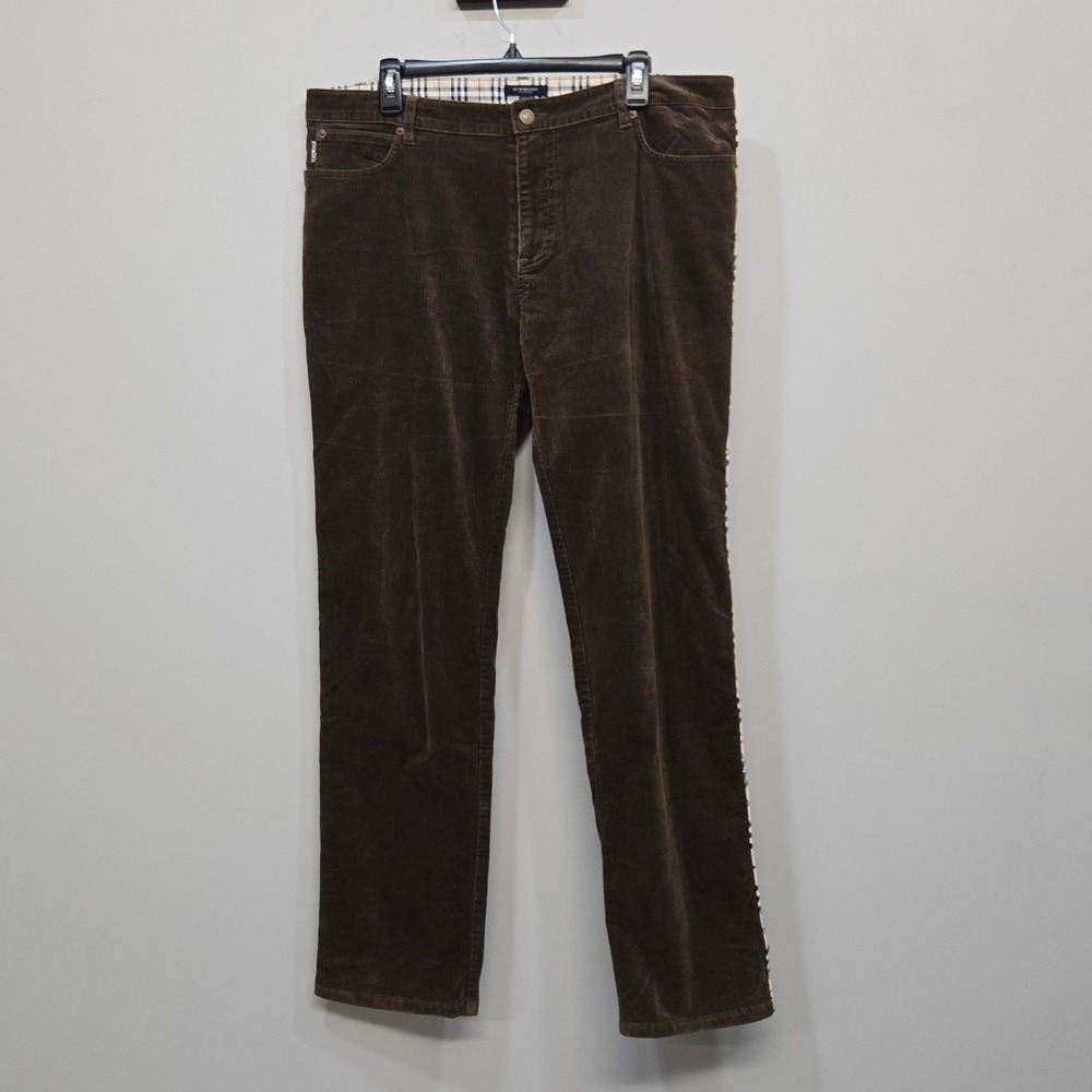 Vintage Y2K Burberry London Corduroy Pant 14 Chocolate Brown Straight Nova Check